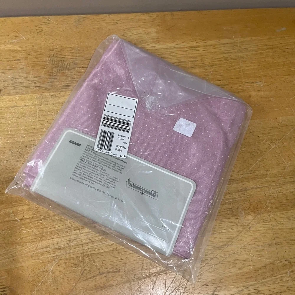 Vtg Sears Rochester Valance English Rose Pink Swiss Dot‎ 56x16 Cottagecore NIP